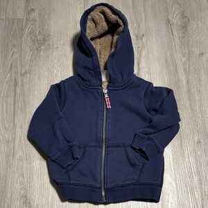 Navy Blue Kids Hoodie with Faux Fur